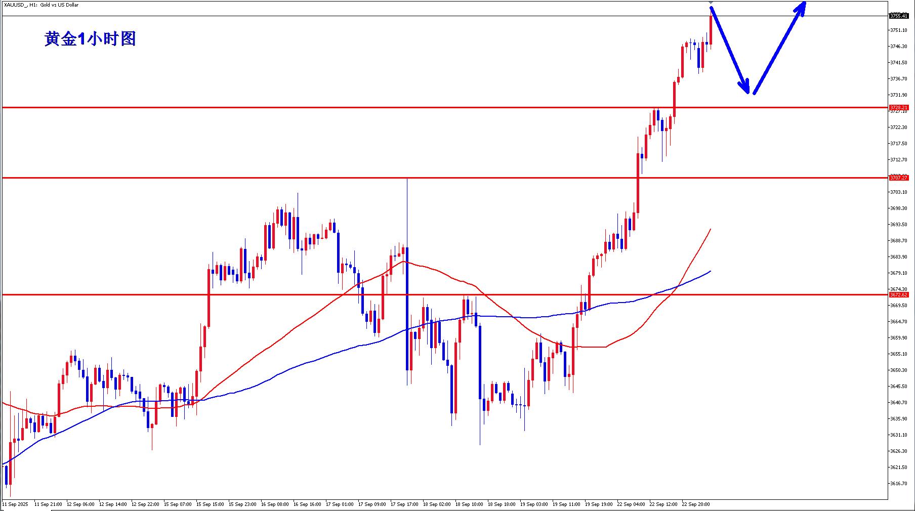 【XM外汇市场分析】：黄金牛市还在继续，早盘回落继续多！(图1)
